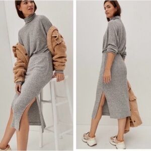 Anthropologie by Saturday/Sunday Mariah Ribbed Knit Gray Maxi Dress Women Sz XS